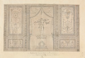 Posąg Kupidyna w niszy ściennej, koniec XVIII wieku. autorstwa Paolo Vincenzo Bonomini
