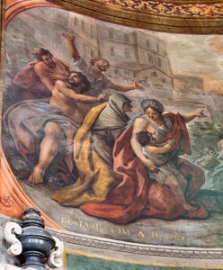 Freski Paolo de Matteis z 1714 r. na sklepieniu i na bębnie, przedstawiające życie świętego, kaplica San Cataldo w katedrze, Taranto, Włochy (zdjęcie) autorstwa Paolo di Matteis