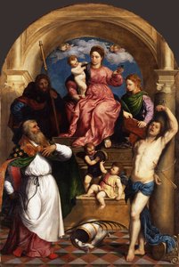 Intronizowana Madonna z Dzieciątkiem i świętymi, ok. 1530 autorstwa Paris Bordone