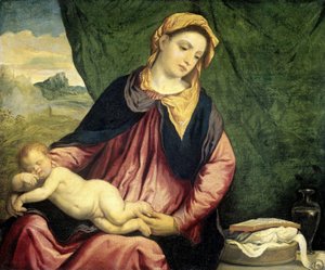 Madonna ze śpiącym dzieckiem autorstwa Paris Bordone