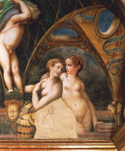 Para nimf, z mitu o Dianie i Akteonie autorstwa Parmigianino