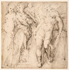 Studia czterofigurowe (recto) autorstwa Parmigianino