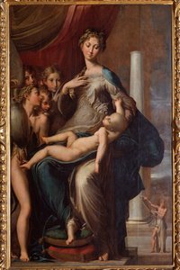 Dziewica z długą szyją - 1534 Olej na drewnie autorstwa Parmigianino