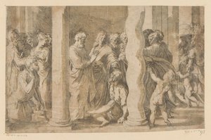 Święci Piotr i Jan uzdrawiają paralityka autorstwa Parmigianino (attributed to)