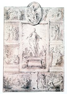 Szkic kompozycji, c1513-1540 autorstwa Parmigianino