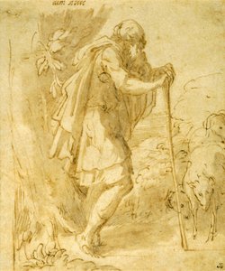 Stary pasterz oparty na lasce autorstwa Parmigianino