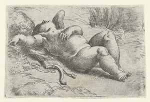 śpiący amorek autorstwa Parmigianino