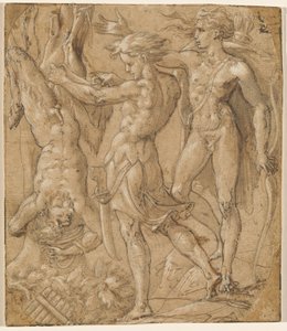 Obdzieranie ze skóry Marsjasza autorstwa Parmigianino