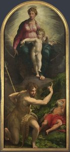 Madonna z Dzieciątkiem ze świętymi Janem Chrzcicielem i Hieronimem, 1527 autorstwa Parmigianino