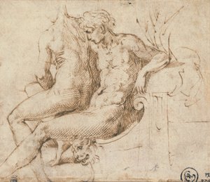 Dwoje kochanków siedzących na kanapie autorstwa Parmigianino