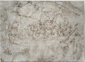 Dwa rysunki statków verso, 1410s.