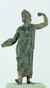 Figura Szami, prawdopodobnie Zeus lub Posejdon, odzyskana ze zrujnowanej świątyni w mieście Nehavand (znanym jako Laodycea), Iran (brąz)