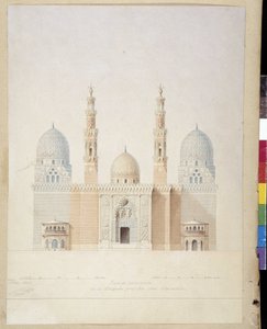 Architektura: główny projekt elewacji meczetu Aleksandrii. Egipt. Rysunek Pascala Coste (1787-1879)