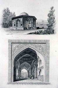 Kiosk w pałacu Golestan Qajar „Kasr l Kadjar”, w Teheranie, z „Podróży Pittoresque” perskiej, ryty: Otto Obermayer, wyd. Lemercier, Paryż autorstwa Pascal Xavier (after) Coste