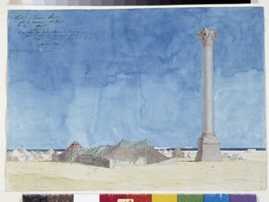 Namiot, obóz u podnóża kolumny Pompejusza. Rysunek Pascala Coste (1787-1879), biblioteka miejska Marsylii autorstwa Pascal Xavier (after) Coste