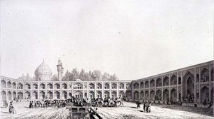 Caravanserai Shah Sultan-Hussein, Isfahan, tablica 32 z „Modern Monuments of Persia”, rytowana przez Auguste Alexandre Guillaumota (1815-92) 1856 (lit)