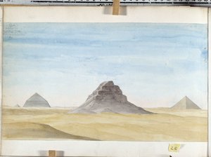 Widok na piramidę Dachour. Rysunek Pascala Coste (1787-1879) Muzeum Archeologii Śródziemnomorskiej, Marsylia