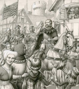 Triumfalny powrót Edwarda III (gwasz na papierze)
