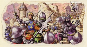 Harfleur oblegane przez króla Henryka V (gwasz na papierze)