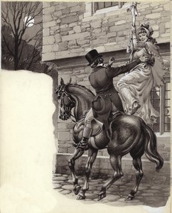 John Peel i Mary White uciekają do Gretna Green (gwasz na papierze)