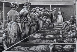 Londyńska misja dla bezdomnych kobiet (gwasz na papierze)