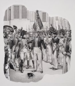 Napoleon (1769-1821) w drodze na wygnanie (gwasz na papierze)