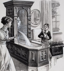 Wiktoriańska łaźnia (gwasz na papierze)