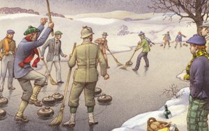 Curling w Szkocji (gwasz na papierze) autorstwa Pat (1907 95) Nicolle