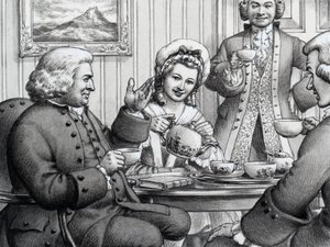 Dr Johnson pijący herbatę, zabawiany przez państwa Thrale