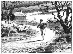 Ilustracja do "Wielkich oczekiwań" Charlesa Dickensa (pióro i tusz)