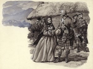 Książę Karol Stuart, młody pretendent i Flora Macdonald (gwasz na papierze) autorstwa Pat (1907 95) Nicolle