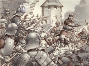 Oblężenie Rodos w 1522 roku (gwasz na papierze)