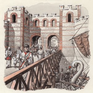 Północny koniec London Bridge (gwasz na papierze)
