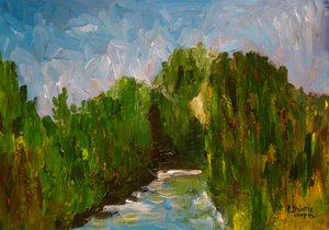 Kręta rzeka, 2009 (akryl na drewnie) autorstwa Patricia Brintle
