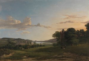 Widok na Cessford i wioskę Caverton, Roxboroughshire w oddali autorstwa Patrick Nasmyth