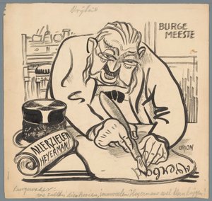Burmistrz zakazuje Heijermansowi Święta Zadusznego Wolność (tytuł na obiekcie) autorstwa Patricq Kroon (signed by artist)