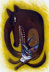 Ilustracja dla Czerwonego Kapturka: Wilk, autorstwa Patrizia La Porta autorstwa Patrizia La Porta