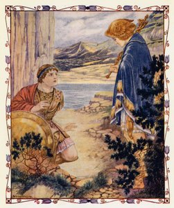 Perseusz i Quicksilver (kolorowa litografia)