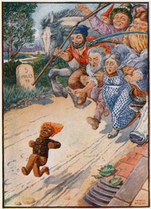 "Nie możesz mnie złapać, jestem piernikowym ludzikiem!" (litografia kolorowa)