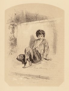 Gavarni w Londynie: Uliczny żebrak (litografia)