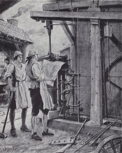 James Watt przy pracy nad maszyną parową