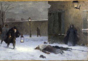 Szkic biura prefekta w Hôtel de Ville: Poszukiwanie rannych podczas oblężenia Paryża w 1870 r.