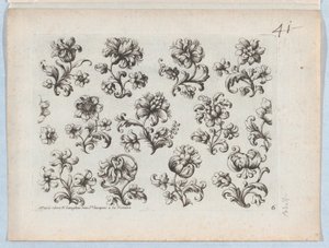 Seria Małych Motywów Kwiatowych, Talerz 6, ca. 1670-85., ok. 1670-85. 1670-85. autorstwa Paul Androuet Du Cerceau