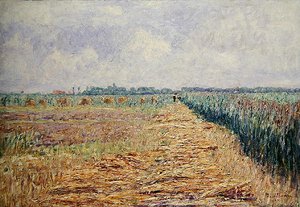 Płaski holenderski pejzaż pod letnim niebem z czystymi białymi chmurami, ok. 1890 (olej na płótnie) autorstwa Paul Baum