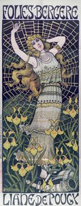 Plakat reklamujący Liane de Pougy w Folies-Bergere, Paryż, koniec XIX wieku