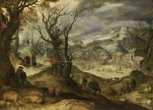 Zimowy krajobraz autorstwa Paul Bril (copy after)