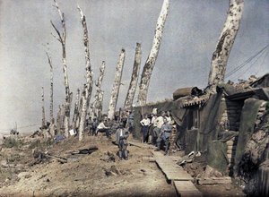 Linia francuska pod Het Sas na obszarze zniszczonym przez ostrzał artyleryjski, Belgia, 10 września 1917 (autochrome)