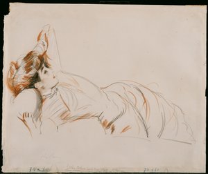 Elegancka kobieta leżąca autorstwa Paul Cesar Helleu