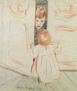 Hide and Seek (kolorowa kredka na papierze) autorstwa Paul Cesar Helleu