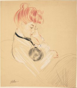 Madame Helleu tuląca Paulette w ramionach autorstwa Paul Cesar Helleu